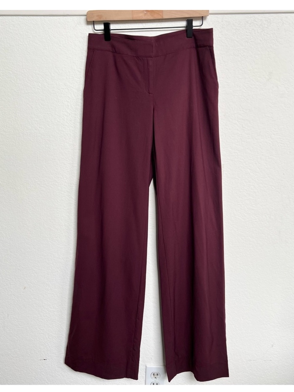 St. John Collection Dress Pants in a rich burgundy/wineberry high rise wide leg